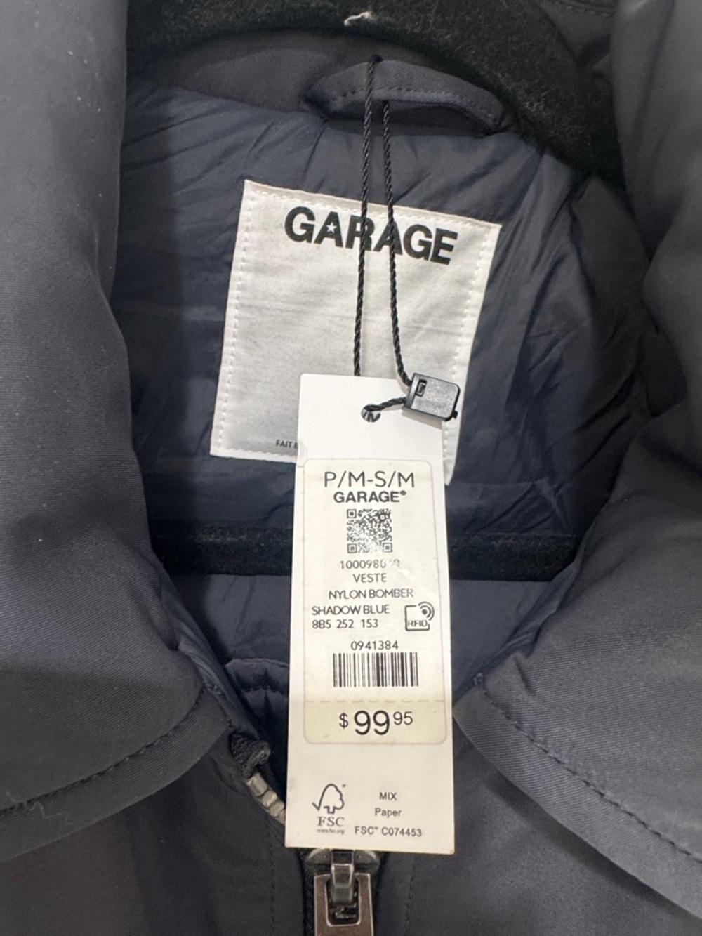 Garage Navy Blue Bomber Jacket - NWT - Picture 2 of 3